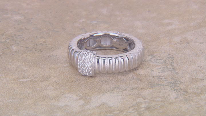 White Lab Created Sapphire Rhodium Over Sterling Silver Ring 0.18ctw Video Thumbnail