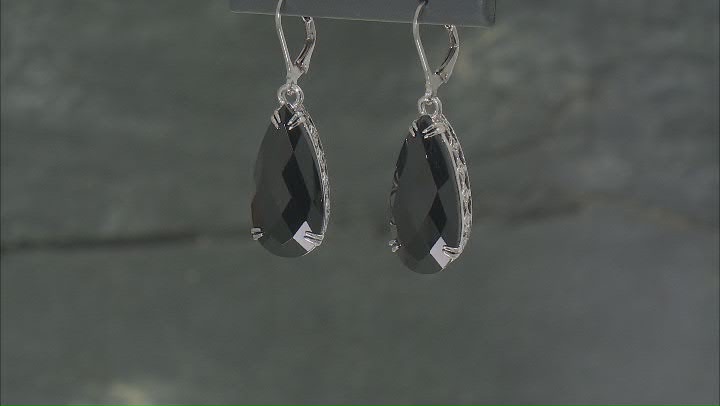 Black Spinel Rhodium Over Sterling Silver Earrings 22.50ctw Video Thumbnail