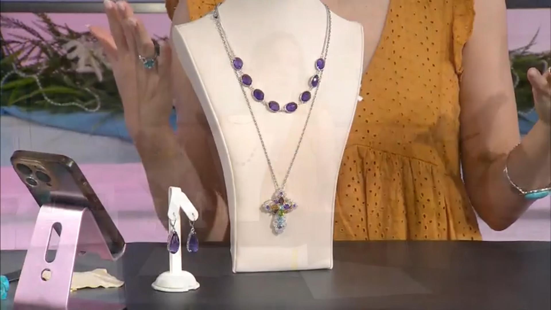 Purple Amethyst Rhodium Over Sterling Silver Necklace 30.15