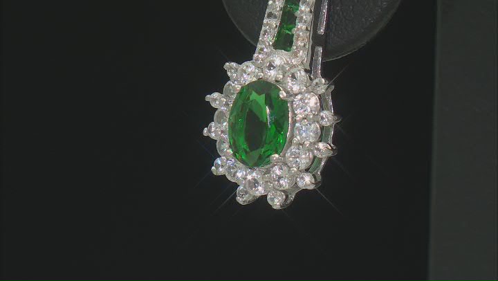 Green Lab Created Emerald Rhodium Over Sterling Silver Earrings 2.94ctw Video Thumbnail