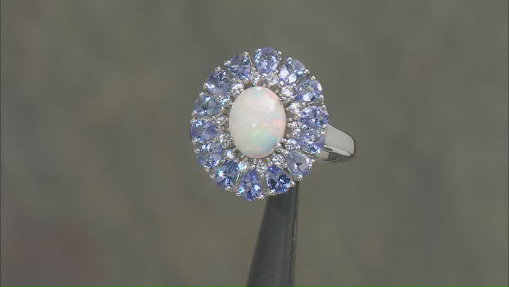 Ethiopian Opal Rhodium Over Silver Ring Video Thumbnail