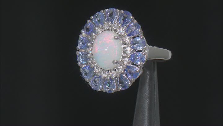 Ethiopian Opal Rhodium Over Silver Ring Video Thumbnail