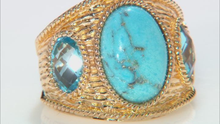 Blue Turquoise 18K Gold Over Sterling Silver 2.32ctw Video Thumbnail