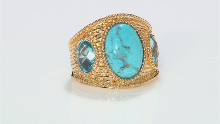 Blue Turquoise 18K Gold Over Sterling Silver 2.32ctw Video Thumbnail