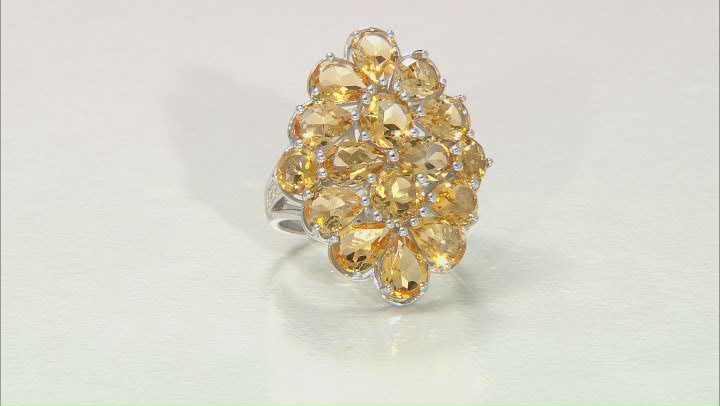 Golden Citrine Rhodium Over Sterling Silver Ring 8.00ctw