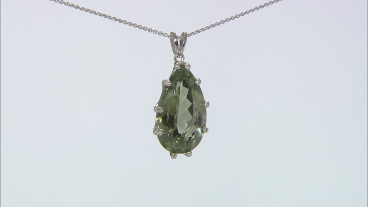Green Prasiolite Rhodium Over Sterling Silver Pendant With Chain 18.50ct Video Thumbnail