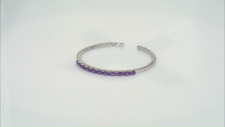 Purple Amethyst Rhodium Over Sterling Silver Bracelet 4.50ctw Video Thumbnail