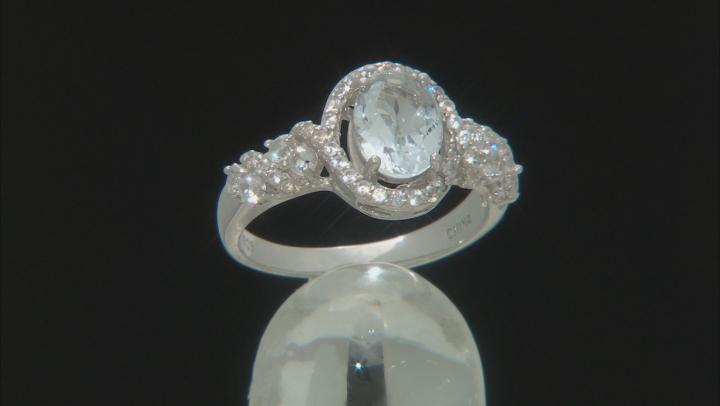 Aquamarine Rhodium Over Sterling Silver Ring 1.68ctw Video Thumbnail