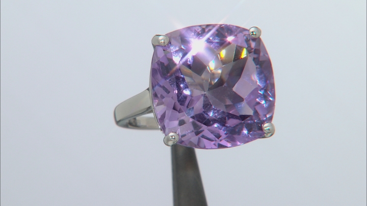 Lavender Amethyst Rhodium Over Sterling Silver Ring 15.00ctw Video Thumbnail