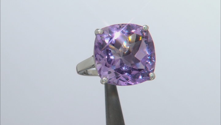 Lavender Amethyst Rhodium Over Sterling Silver Ring 15.00ctw Video Thumbnail