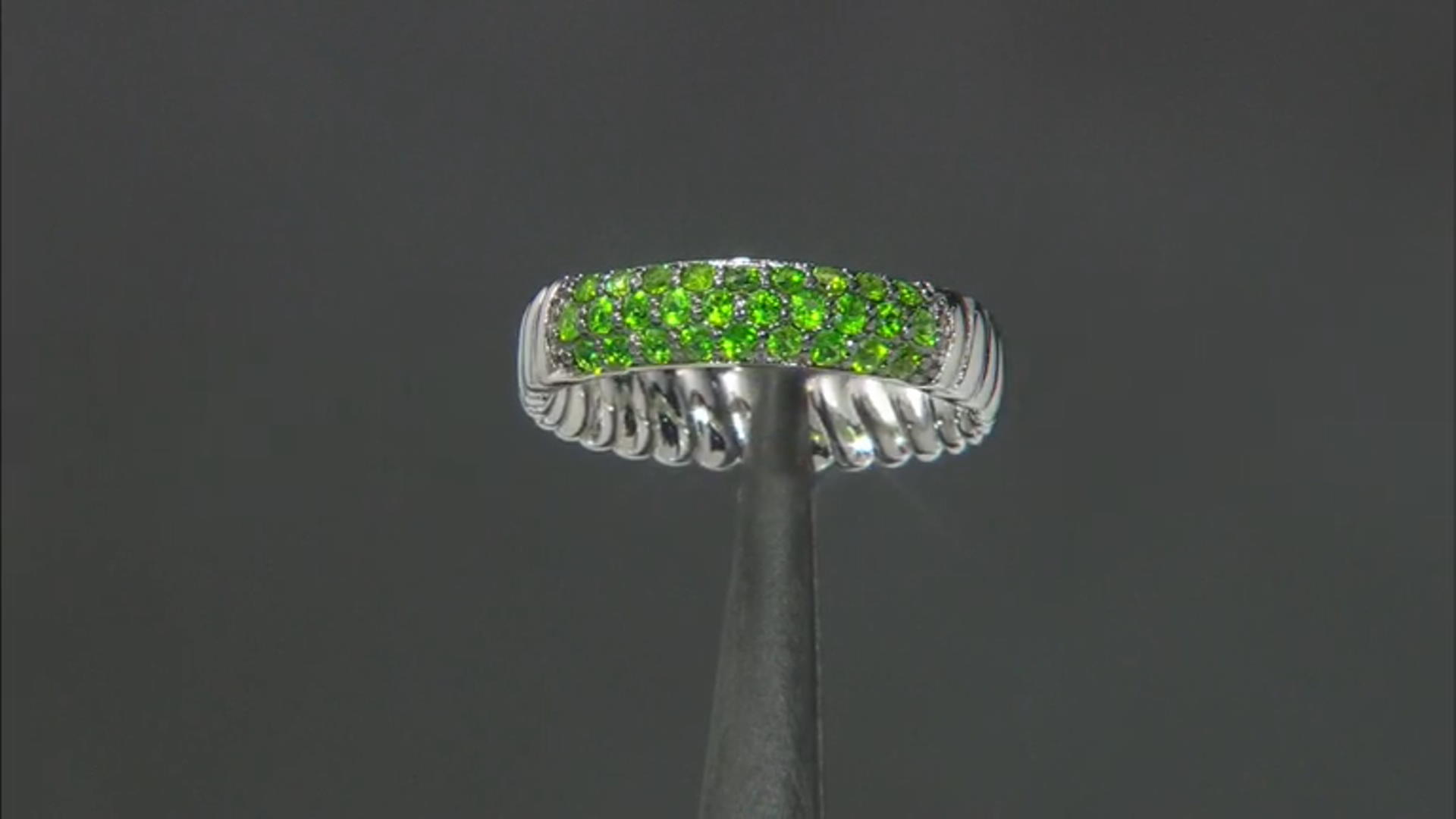 Green Chrome Diopside Rhodium Over Sterling Silver Ring 0.42ctw Video Thumbnail