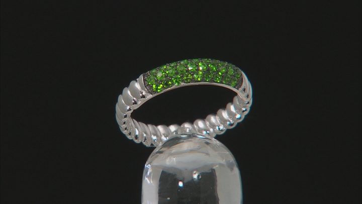 Green Chrome Diopside Rhodium Over Sterling Silver Ring 0.42ctw Video Thumbnail
