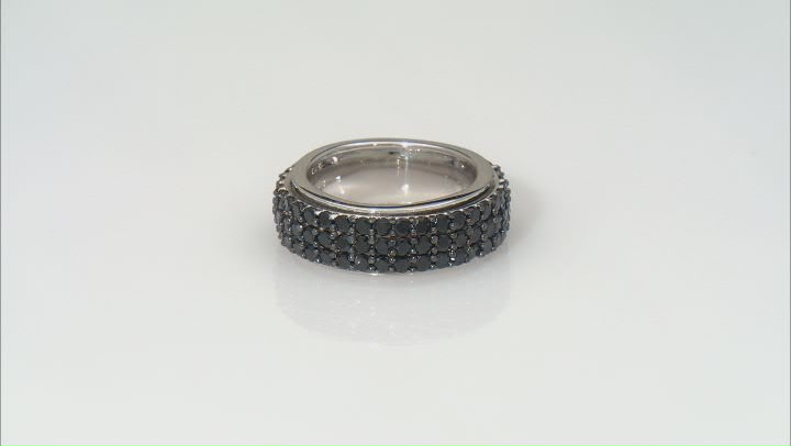 Black Spinel Rhodium Over Sterling Silver Spinner Ring 3.24ctw Video Thumbnail