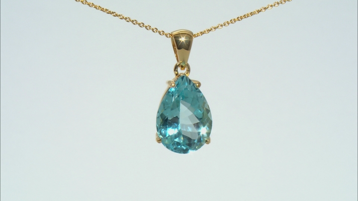Swiss Blue Topaz 18k Yellow Gold Over Silver Pendant With Chain 11.50ctw Video Thumbnail