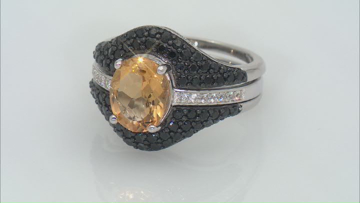 Yellow Citrine Rhodium Over Sterling Silver Ring Set Of 2 3.56ctw Video Thumbnail