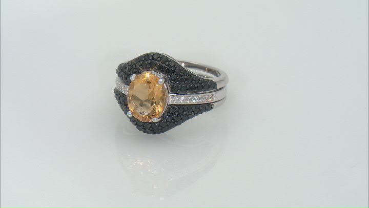 Yellow Citrine Rhodium Over Sterling Silver Ring Set Of 2 3.56ctw Video Thumbnail