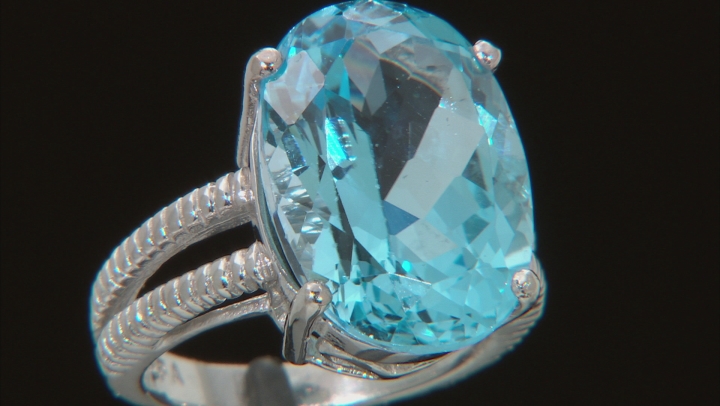 Sky Blue Glacier Topaz Rhodium Over Sterling Silver Ring 15.00ct Video Thumbnail