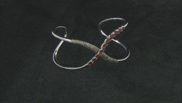 Red Garnet Rhodium Over Sterling Silver Cuff Bracelet 4.20ctw Video Thumbnail