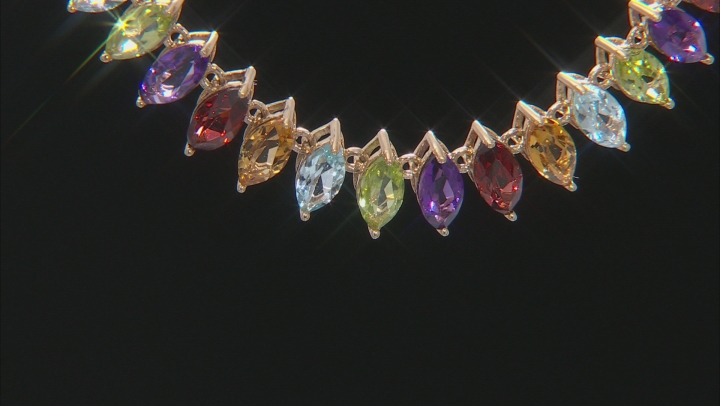 Multi Gemstone 10k Yellow Gold Necklace Video Thumbnail
