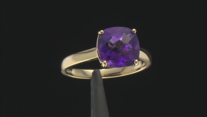 Purple African Amethyst 18k Yellow Gold Over Sterling Silver Ring 3.00ct Video Thumbnail