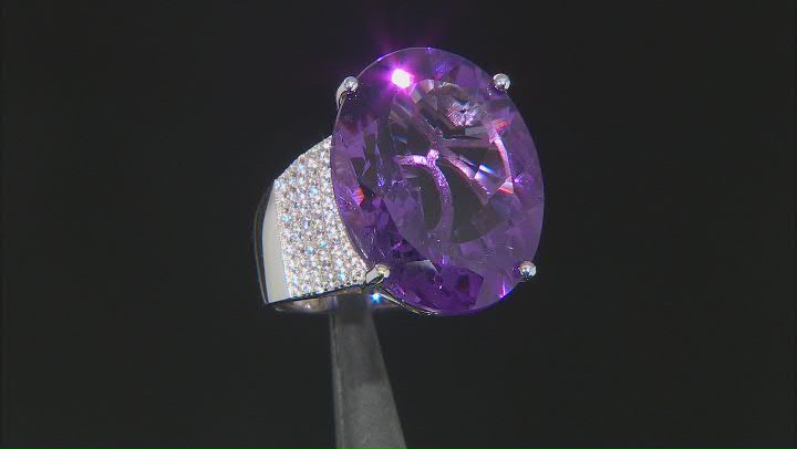 African Amethyst Rhodium Over Sterling Silver Ring 20.75ctw Video Thumbnail
