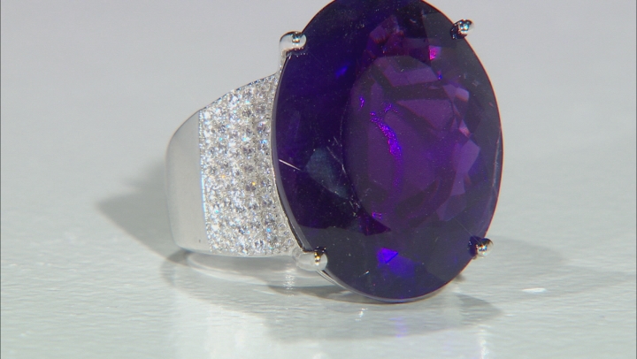African Amethyst Rhodium Over Sterling Silver Ring 20.75ctw Video Thumbnail