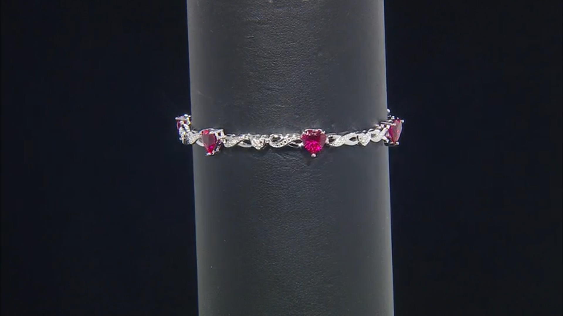Lab Created Ruby Rhodium Over Silver Bracelet 6.87ctw Video Thumbnail