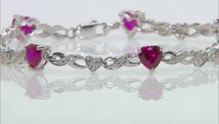 Lab Created Ruby Rhodium Over Silver Bracelet 6.87ctw Video Thumbnail