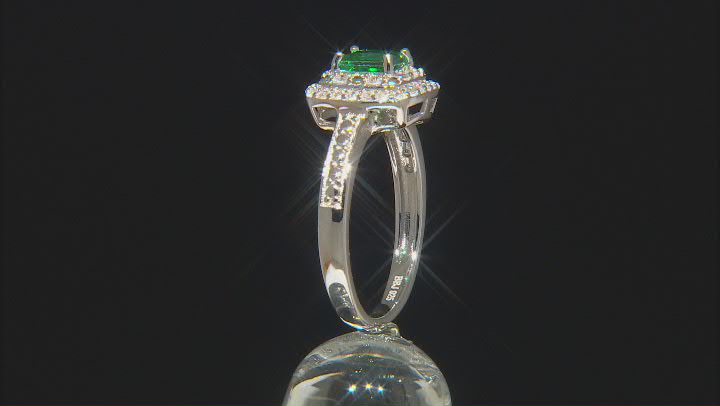 Green Lab Created Emerald Rhodium Over Silver Ring 1.05ctw Video Thumbnail