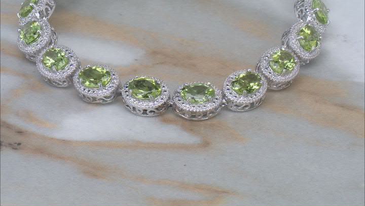 Peridot Rhodium Over Sterling Silver Bracelet 13.36ctw Video Thumbnail