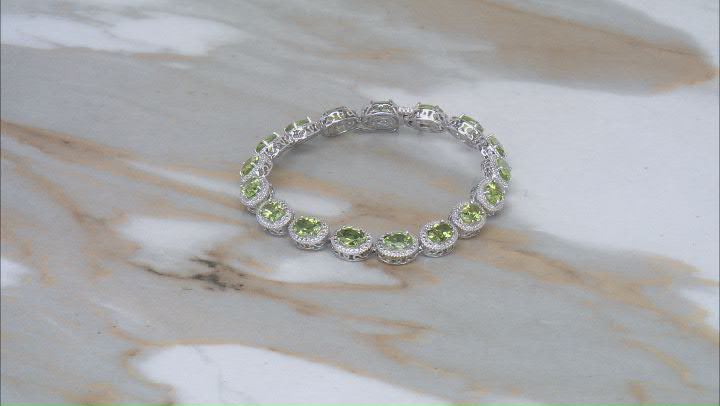 Peridot Rhodium Over Sterling Silver Bracelet 13.36ctw Video Thumbnail