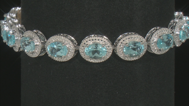 Sky Blue Topaz Rhodium Over Sterling Silver Bracelet 16.28ctw Video Thumbnail