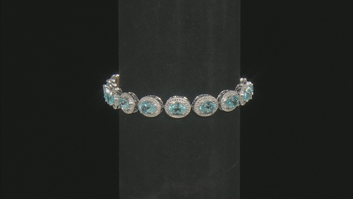 Sky Blue Topaz Rhodium Over Sterling Silver Bracelet 16.28ctw Video Thumbnail