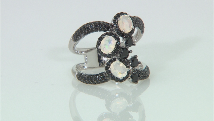 White Ethiopian Opal Rhodium Over Sterling Silver Ring 1.60ctw