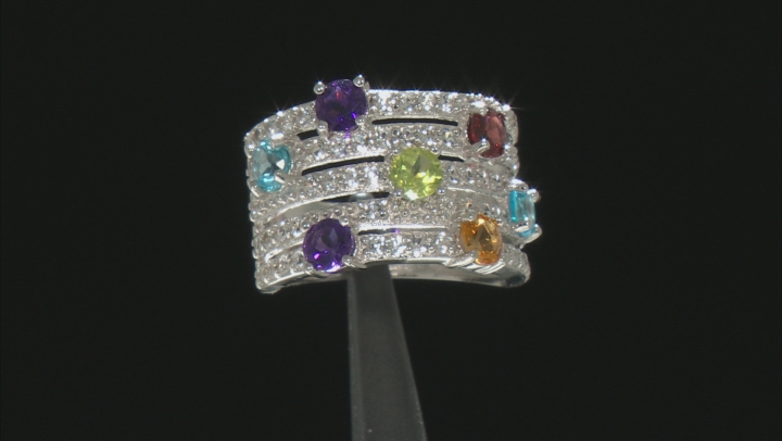Multi-Gemstone Rhodium Over Sterling Silver Ring 2.75ctw Video Thumbnail