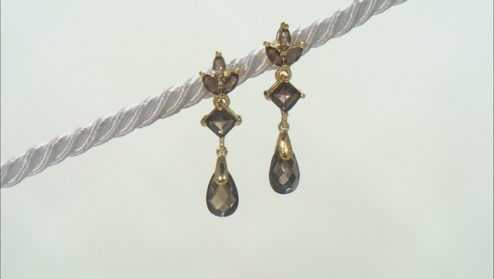 Smoky Quartz 14K Yellow Gold Over Sterling Silver Earrings 2.45ctw