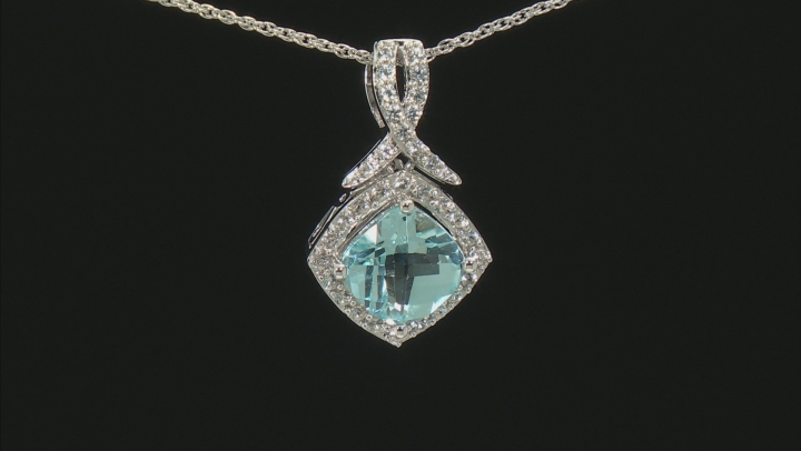 Sky Blue Topaz Rhodium Over Sterling Silver Pennant With Chain 3.03ctw Video Thumbnail