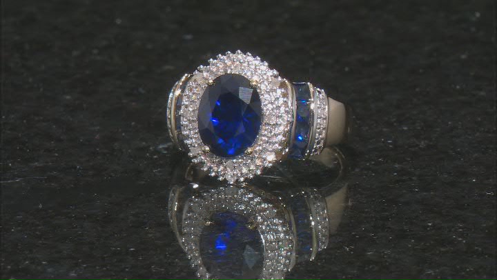 Blue Lab Created Sapphire 14k Yellow Gold Over Sterling Silver Ring 2.43ctw Video Thumbnail