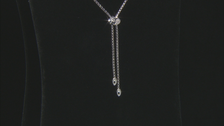 White Lab Created Sapphire Rhodium Over Sterling Silver Bolo Necklace 0.45ctw Video Thumbnail