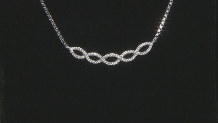 White Lab Created Sapphire Rhodium Over Sterling Silver Bolo Necklace 0.45ctw Video Thumbnail