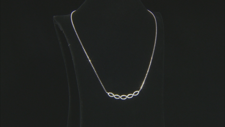 White Lab Created Sapphire Rhodium Over Sterling Silver Bolo Necklace 0.45ctw Video Thumbnail