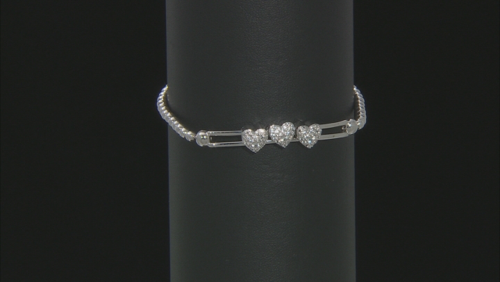 White Lab Created Sapphire Rhodium Over Sterling Silver Bracelet 0.33ctw Video Thumbnail