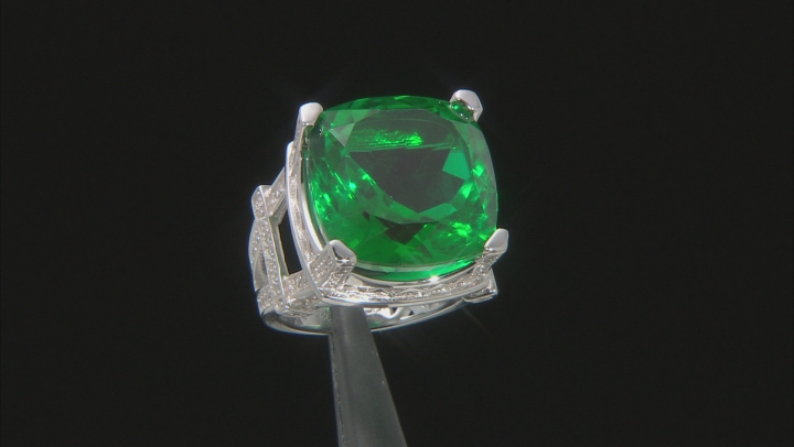 Emerald Color Quartz Doublet Sterling Silver Ring 10.75ctw Video Thumbnail
