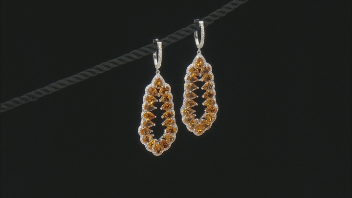 Yellow Citrine Rhodium Over Sterling Silver Earrings 10.75ctw Video Thumbnail
