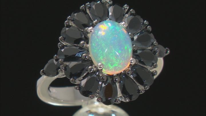 Ethiopian Opal Rhodium Over Sterling Silver Ring 3.75ctw Video Thumbnail