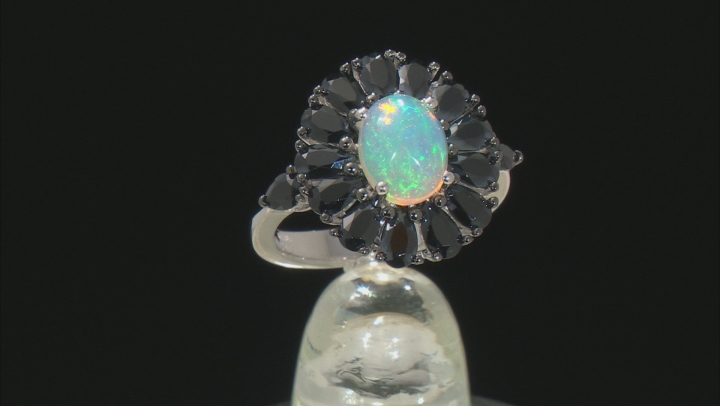 Ethiopian Opal Rhodium Over Sterling Silver Ring 3.75ctw Video Thumbnail