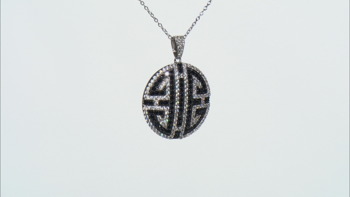 White Zircon With Black Spinel Rhodium Over Sterling Silver Pendant With 18" Chain 3.04ctw Video Thumbnail