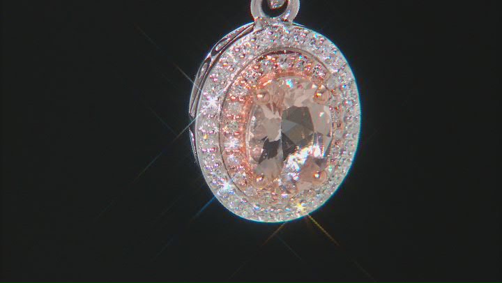 Peach Morganite Rhodium Over 10K White & Rose Gold Accent Pendant with Chain 0.94ctw Video Thumbnail