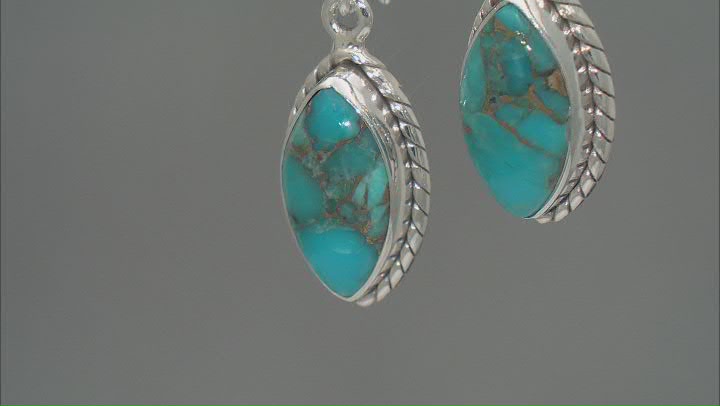 Blue Composite Turquoise Sterling Silver Earrings Video Thumbnail