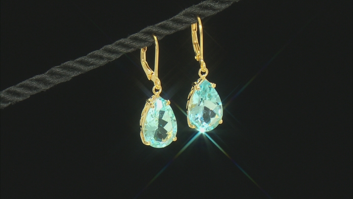 Swiss Blue Topaz 18k Yellow Gold Over Silver Earrings 11.50ctw Video Thumbnail